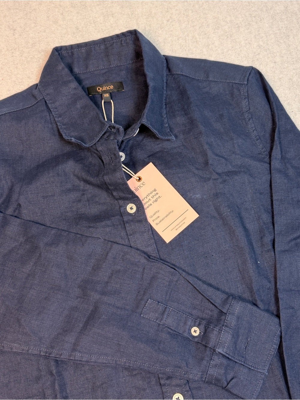 Quince European Linen Shirt Women’s Navy Blue Button-Up